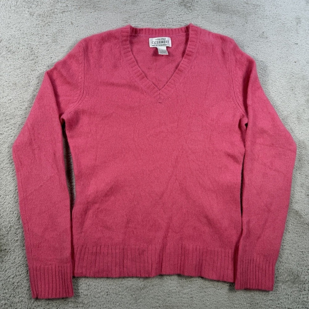 Sutton Studio Sweater Womens Large (Fits Medium) Pink 100% Cashmere V-Neck Soft